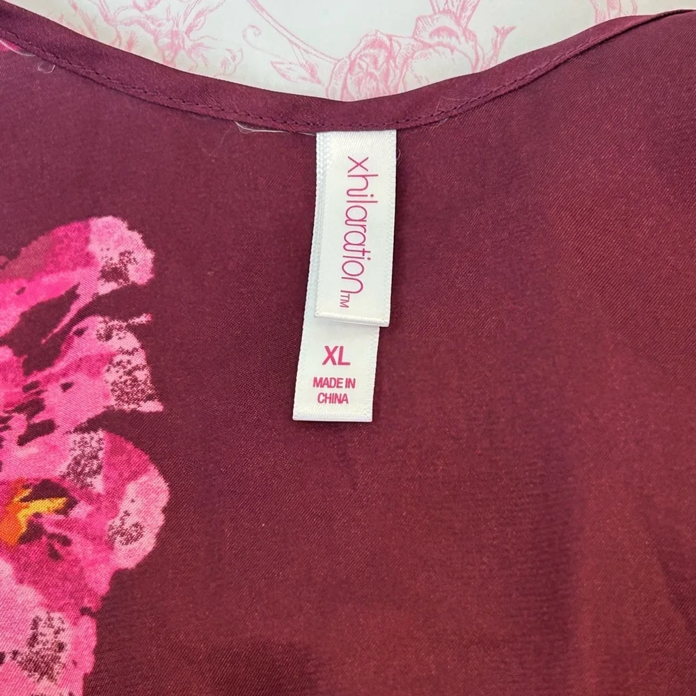 Xhilaration Burgundy Floral Maxi Dress with Pink Flowers - Picture 5 of 8